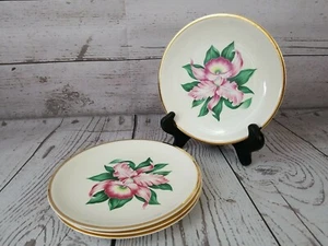 Paden City Pottery Modern Orchid 5 1/4” Side Plates 22k Trim SET OF 4 Gorgeous! - Picture 1 of 12