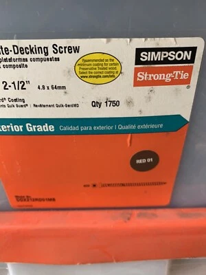 Tornillos de cubierta Simpson Strong-Tie #10X 2-1/2 SquareheadRed (paquete de 1750) BELA212MB Foto 1 de 4