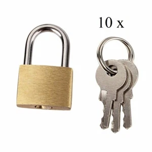 10 pack Lot 1" Inch Key Padlock Mini Tiny Small Brass Lock Luggage Toolbox US - Picture 1 of 4
