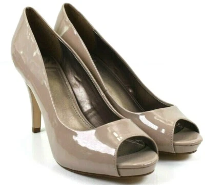 Zapatos de tacón de aguja Fergalicious Grace para mujer desnudos punta abierta talla 8,5 M Foto 1 de 4