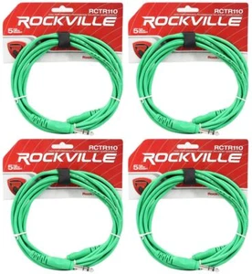 4 Rockville RCTR110G Green 10' 1/4'' TRS to 1/4'' TRS  Cable 100% Copper - Picture 1 of 2