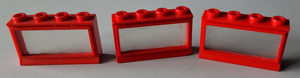 Lego 3 x Fenster vintage 453cc01 rot 1x4x2 Classic Zubehör - Bild 1 von 1