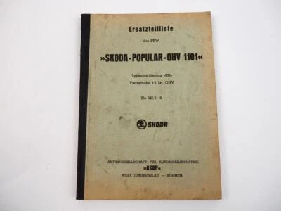 Skoda Popular OHV 1101 Typ 938 Vierzylinder 1,1l Ersatzteilliste ca. 1940 - Bild 1 von 4
