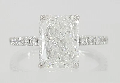 Anillo de compromiso rectangular de diamantes de 3,51 quilates con placa de corte radiante GIA D/SI1 Rt $110 k Foto 1 de 4