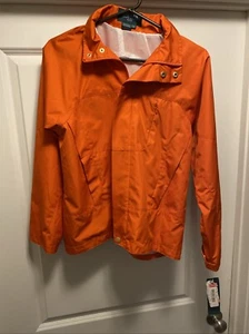 Ralph Lauren Light Womens Petite Orange Windbreaker Jacket Stowable Hood Fall - Picture 1 of 6