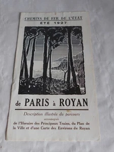 Folleto de viaje vintage años 20 Chemins de fer de L'Etat paris à Royan horarios - Imagen 1 de 3