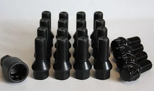 M14 X 1.5 BLACK TAPERED ALLOY WHEEL BOLTS & LOCKING FIT MERCEDES CLS C219 C218 - Picture 1 of 1
