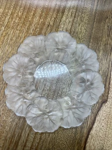 Lalique Crystal HONFLEUR Geranium 6" Coaster Saucer Dish Underplate “ Damage” - Picture 1 of 12