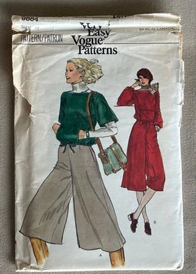 De Colección Muy Fácil Patrón de Moda 9884 SIN CORTAR Jersey Top Camisa Culottes Pantalones - Talla 12 Foto 1 de 4