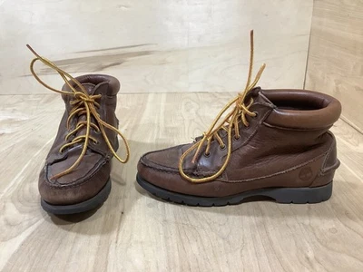Botas impermeables Timberland Chukka de cuero vintage raras EE. UU. Hombres Talla 7,5 M Marrón Foto 1 de 4