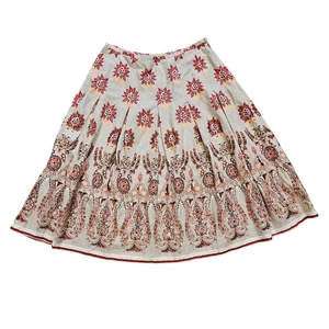 Falda midi floral Monroe & Main para mujer 12 beige rojo con cuentas artística boho cabaña - Imagen 1 de 10