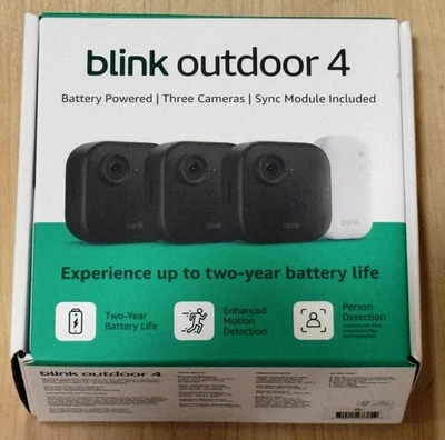 Blink Outdoor 4 Battery Powered 3-Camera Security System  NEW - Image 1 of 2