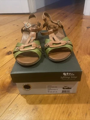 Women’s Spring Step Stafani Sandals Green Multi Size 37 US 6.5-7 Real Leather! - Image 1 of 4