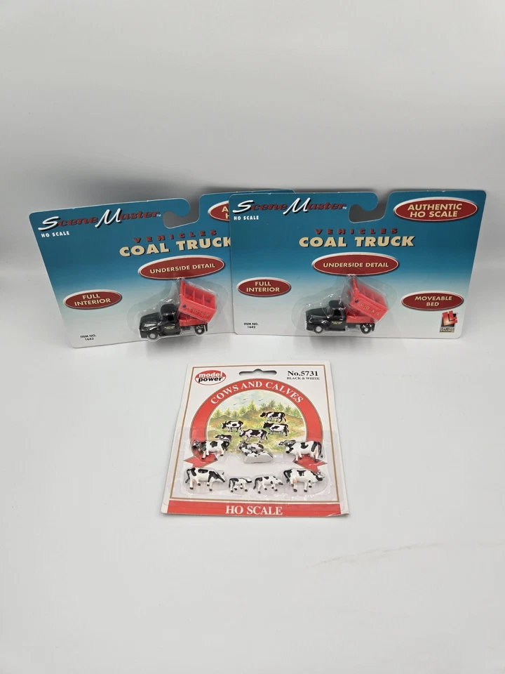 Scene Master Coal Trucks (2) And Model Power Cows And Calves For Model HO Scale - Image 1 of 4