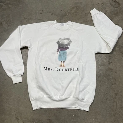 Suéter Mrs Doubtfire L Vintage Años 90 Robin Williams Película Promo Pullover Cuello Redondo Foto 1 de 4