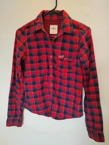 Hollister Plaid Shirt Red Blue Women's Small - Picture 1 of 4