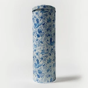 Vintage Elite Tea Tin Blue White Chintz Floral Bird Design 1980s Rare Decor - Picture 1 of 13