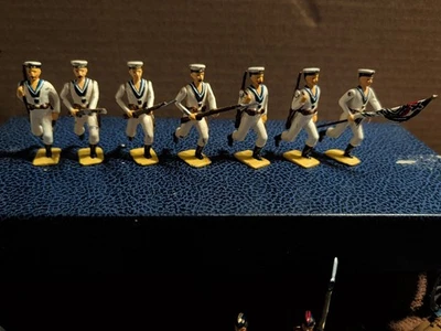 LOTE DE 7 MARINEROS SOLDADOS ALEMANES PLOMO EE. UU. Foto 1 de 4