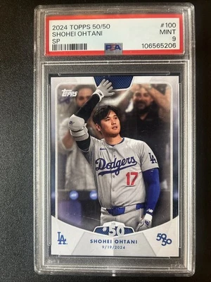 SHOHEI OHTANI 2024 TOPPS 50/50 SP HR 50 #100 PSA 9 Mint Dodgers - Image 1 of 2