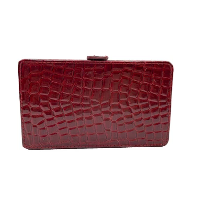 Lujoso estuche de joyería/maquillaje de cuero acolchado sintético rojo LIZ CLAIBORNE espejado Foto 1 de 4