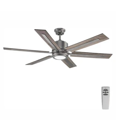 Glandon 60 in. Indoor Integrated LED Antique Nickel Transitional Ceiling Fan wit - Image 1 of 4
