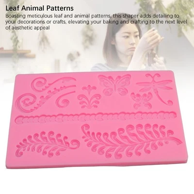 Herramienta de artesanía de silicona con patrón de hojas y animales para arcilla chocolate Foto 1 de 4