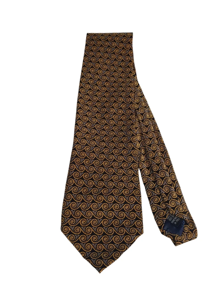 Corbata corbata de diseñador Valentino para hombre de lujo marrón negro gris traje geométrico trabajo Foto 1 de 4