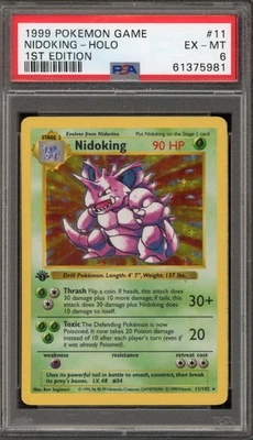 Pokemon Nidoking Base Set Shadowless 1st Edition Holo Rare #11 PSA 6 - Image 1 of 2