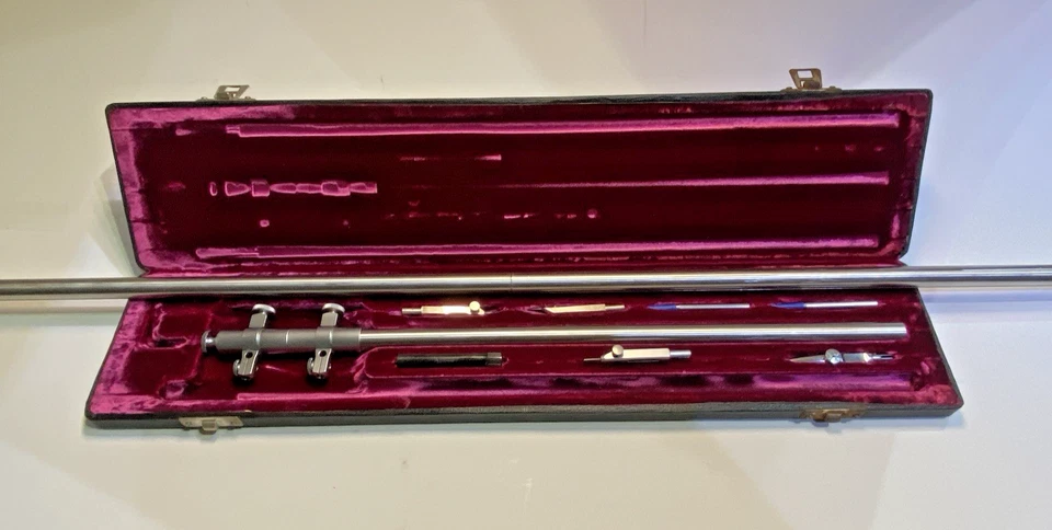 RARE K&E Paragon? Satin Chrome Beam Compass Germany W/Case 41.5" Radius beam - Image 1 of 4