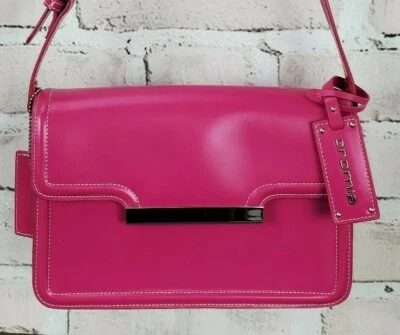 CHROMIA Genuine Leather Made in Italy PINK Flap Shoulder Bag Purse Satchel - Image 1 of 4
