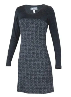 Vestido Suéter Ibex Para Mujer S Juliet Providence Lana Merino Tejido Gris Patrón EE. UU. Foto 1 de 4