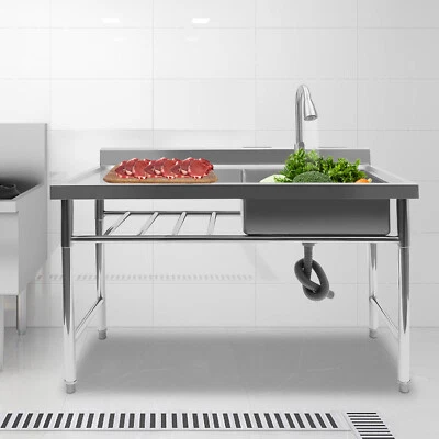 Fregadero de preparación de servicios públicos comerciales fregadero de cocina de acero inoxidable y drenaje de 1 compartimento Foto 1 de 4