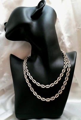 BELLISSIMA LUNGA CATENA “ALLA MARINARA” FIRMATA “J. T.” IN ARGENTO 800/1000. - Immagine 1 di 4