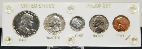 1953-P US PROOF SET - 90% SILVER COINS IN CAPITAL HOLDER SOME CAMEO!! Cover