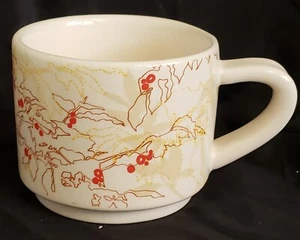 2009 Starbucks 10 oz Coffee Mug White Red Floral Berries Holiday Christmas   - Picture 1 of 3