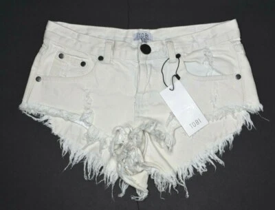 Pantalones cortos Tobi Jean Denim blancos para mujer 100 % algodón talla 25 Foto 1 de 4