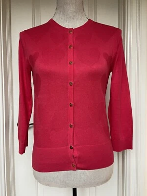 NUEVO SIN ETIQUETAS Ted Baker London Clásico Cárdigan Abotonado Corazones Patrón Rosa 1 Foto 1 de 4