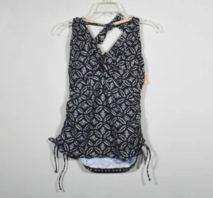 Top de natación Tankini halter estampado blanco y negro Lands' End talla 10 - Imagen 1 de 3