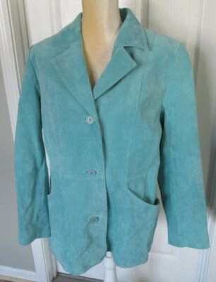Dialogue бирюзовый 100% замшевая куртка Blazer полностью с подкладкой размер L новый с Ярлыками - Изображение 1 из 4