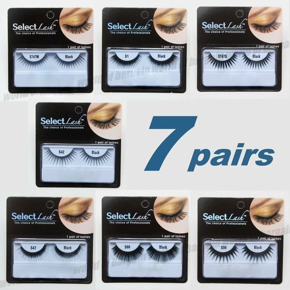 7 pairs FAKE EYELASHES Assorted Black False Eyelash Eye Lash B25 - Image 1 of 1
