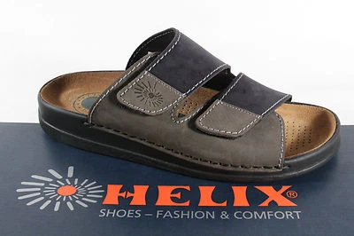 Helix Herren Pantolette Clogs Pantolette Schuhe schwarz grau schwarz 54131 Leder