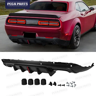 For 2015-2023 Dodge Challenger LED Matte Black Rear Bumper Diffuser Shark Fin - Изображение 1 из 4