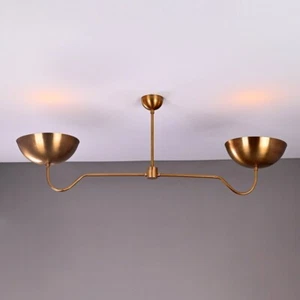 2 Light Elegant Brass Ceiling Pendant Mid Century Modern Raw Brass Sputnik Chand - Picture 1 of 8