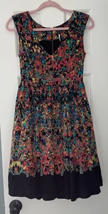 Plenty Tracy Reese Dress Fit Flare Sleeveless Floral Black Orange Party 0 Women - Picture 1 of 3