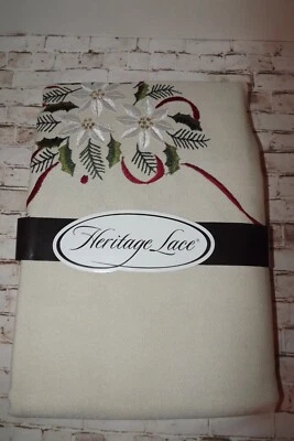Mantel bordado vintage de vacaciones navideñas hecho en casa Heritage de encaje 60"x 84" Foto 1 de 4