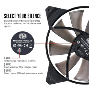 Cooler Master Air Flow Black Masterfan Pro 120 PC Fan 120mm 1100RPM 0.4A 46.2CFM - Afbeelding 1 van 4