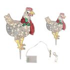 2x Light Up Chicken With Scarf RGB Luminous Chicken Christmas Decor Outdoor Dob