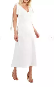 Vestido Midi Fundamental C/MEO Colectivo Marfil EE. UU. Talla 10 Original $342 NUEVO - Imagen 1 de 7