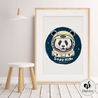 Boy Nursery Bedroom Wall Art Space Panda Astronaut Panda Navy Blue Universe
