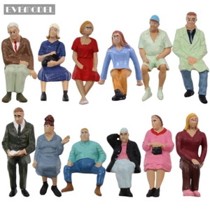 P2513 Model Railway 12pcs G scale Figures 1:25 Seated People 12 Different Poses - Picture 1 of 6